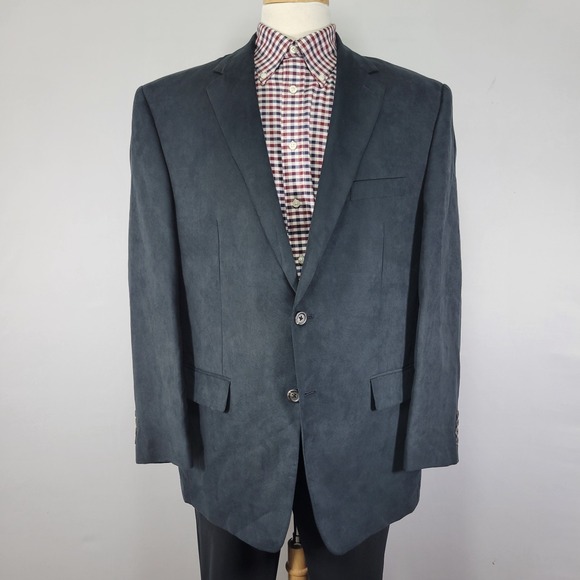 Chaps Other - Chaps Men's Sport Coat Blazer Two Button Suede Polyester Grayish Black Size 44R